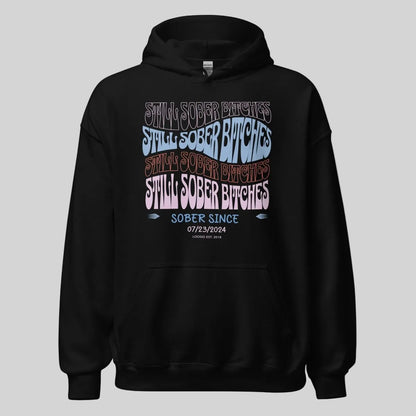 Still Sober B Custom Sobriety Date Recovery Hoodie graphic detail (view 4)