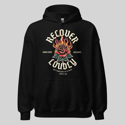 Recover Loudly Custom Sobriety Date Recovery Hoodie back view (view 17)
