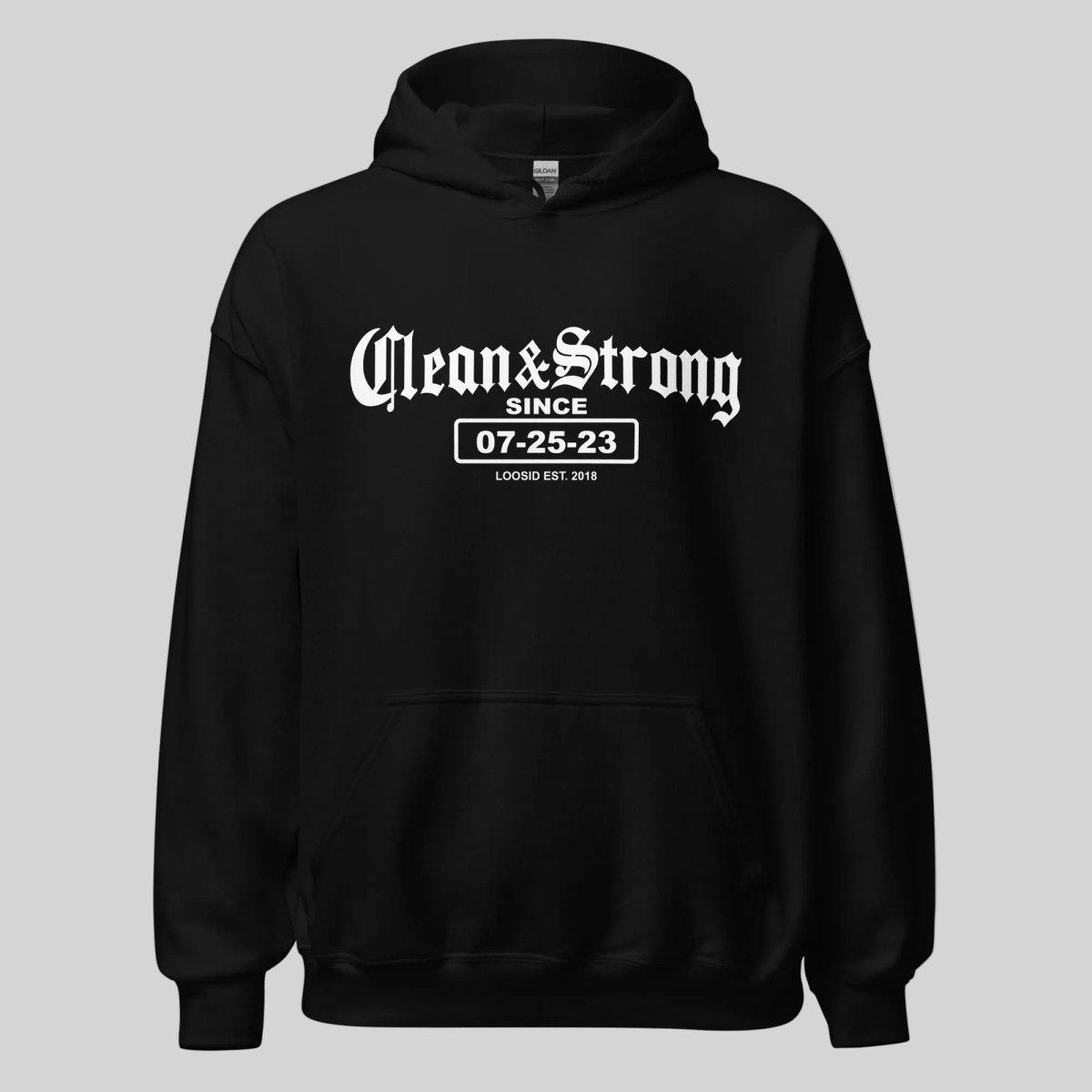 Clean & Strong Old School Recovery Hoodie flat lay styled image (view 3)