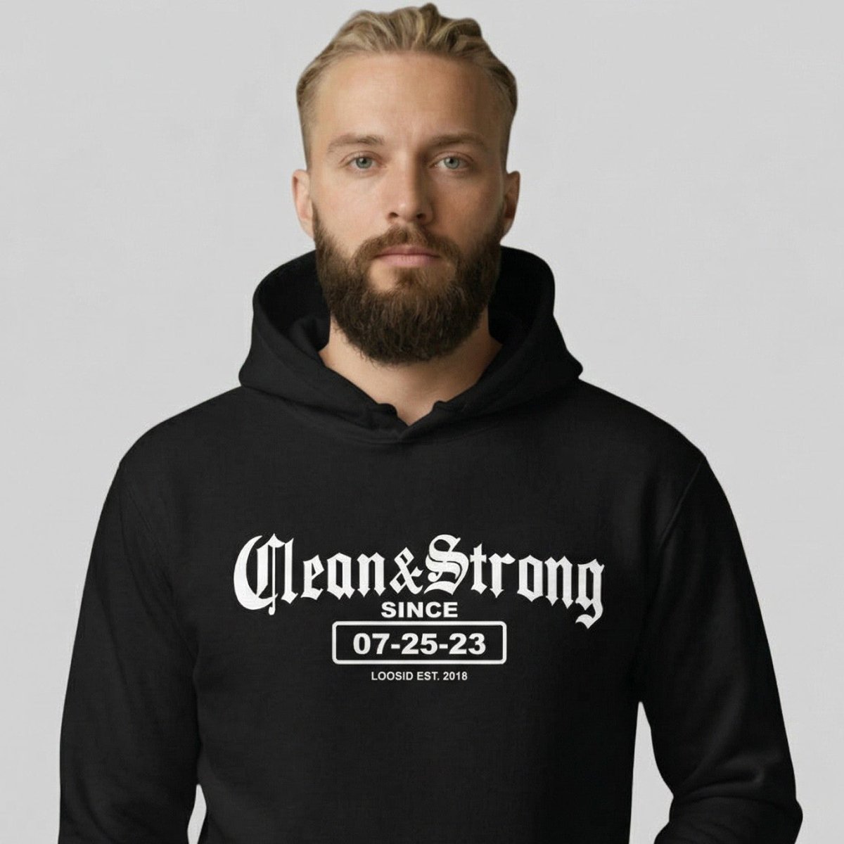 Loosid Clean & Strong Old School Recovery Hoodie featuring the design