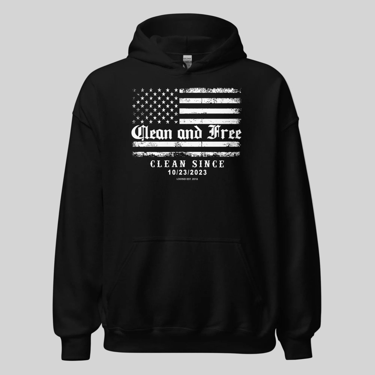 Clean and Free Custom Recovery Date Recovery Hoodie lifestyle view (view 5)