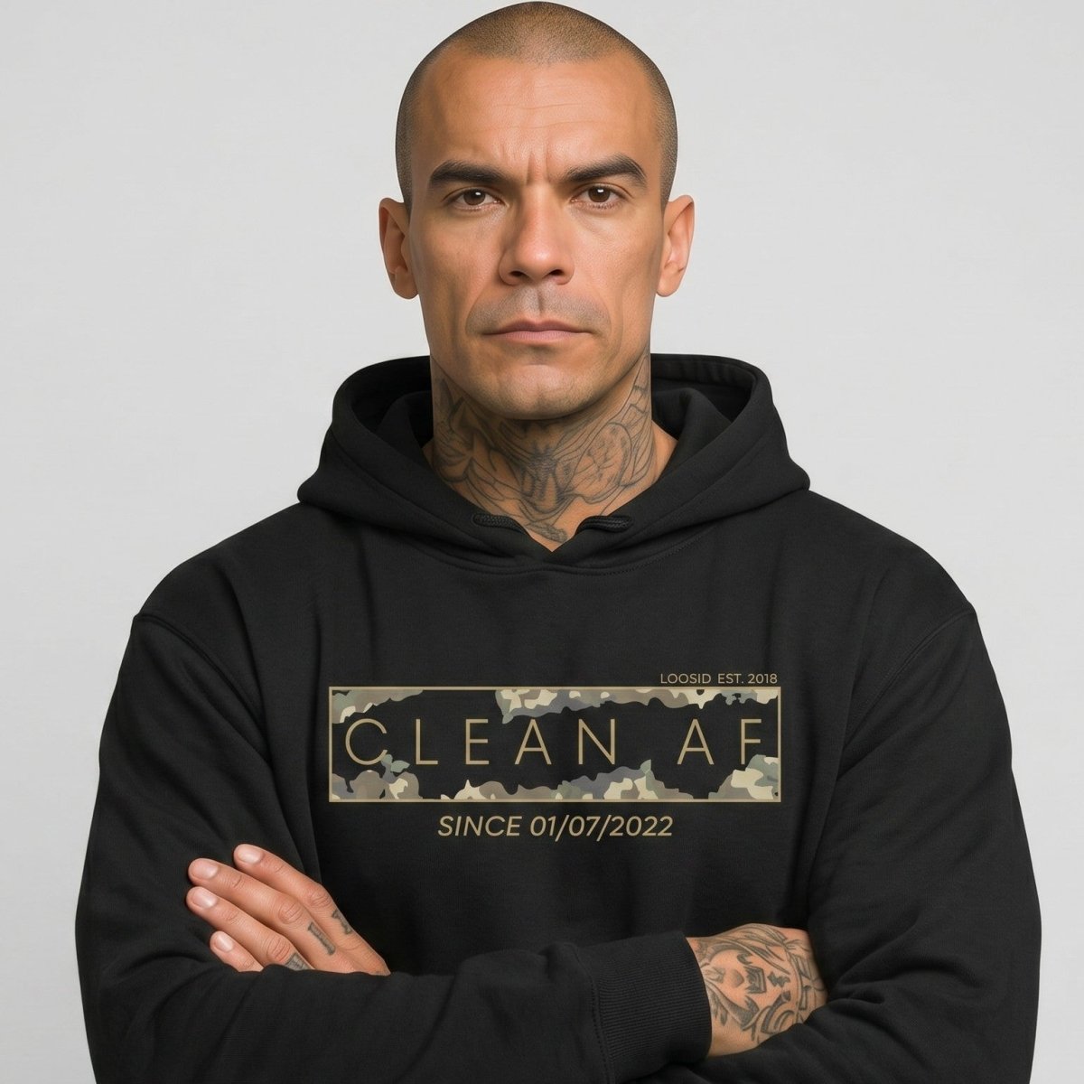 Loosid Clean AF Camo Recovery Hoodie featuring the design