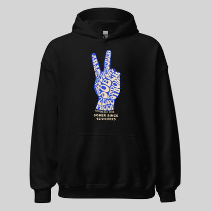 Peace & Sober Recovery Hoodie lifestyle view (view 5)