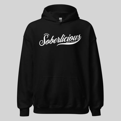 Soberlicious Recovery Hoodie flat lay styled image (view 3)
