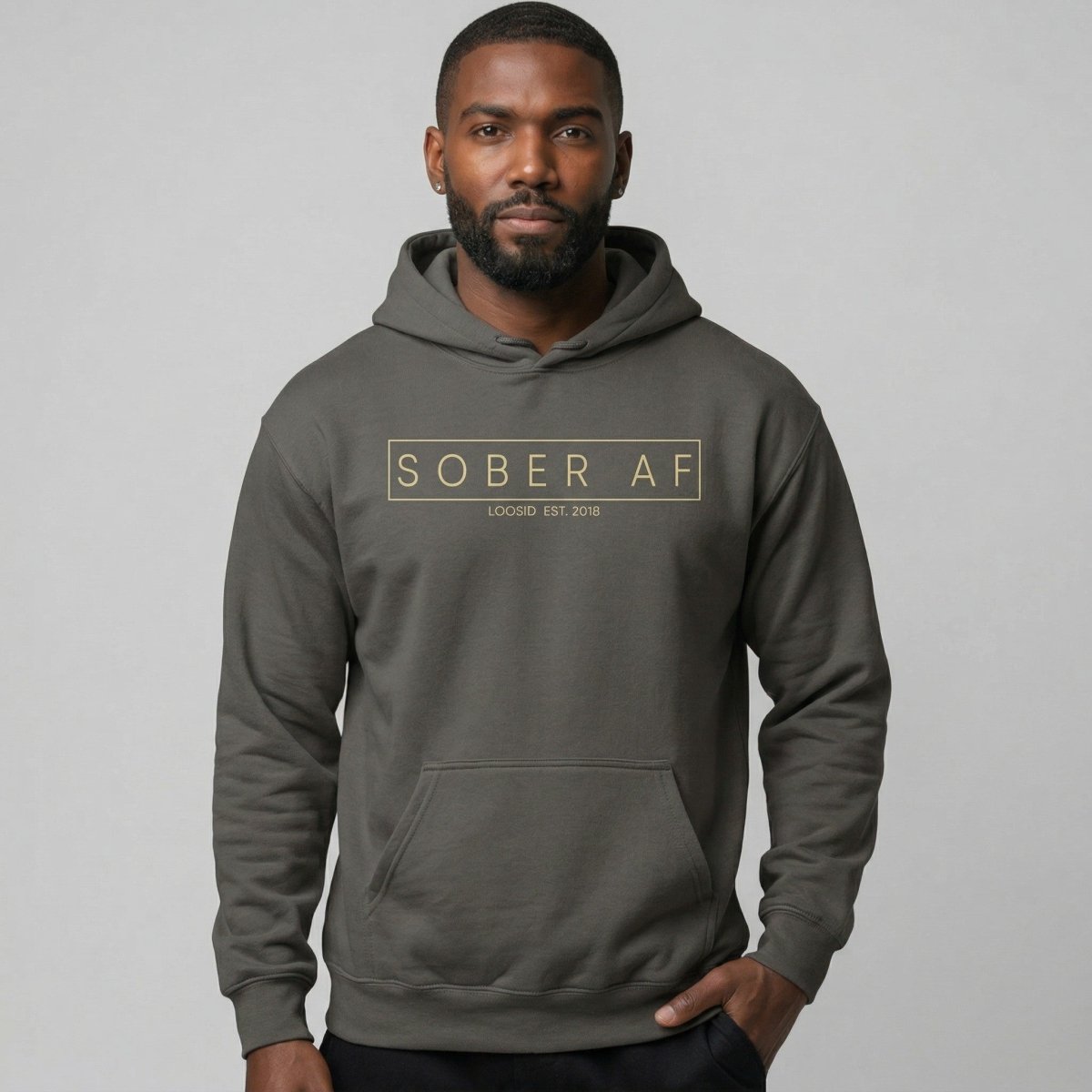 Sober AF Recovery Hoodie featuring the design (view 11)