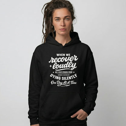When we recover loudly Recovery Hoodie graphic detail (view 4)