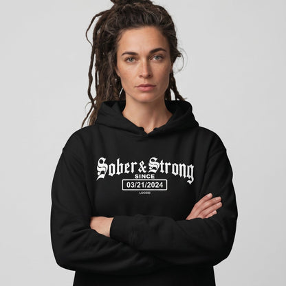 Loosid Old School Sober & Strong Recovery Hoodie featuring the design