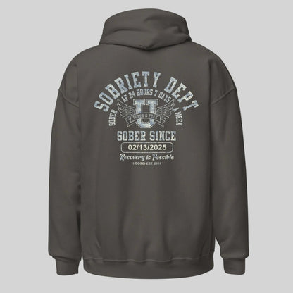 Sobriety Dept Recovery Hoodie featuring the design (view 21)