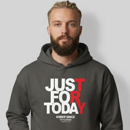 Just For Today Custom Sobriety Date Recovery Hoodie lifestyle view (view 35)