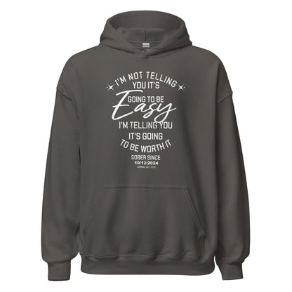 I'm Not Telling You It's Easy Custom Sobriety Date Recovery Hoodie graphic detail (view 14)