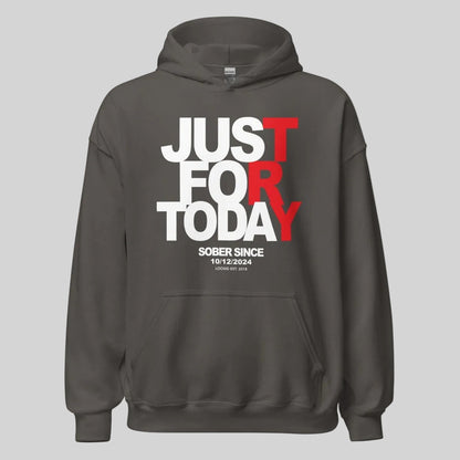 Just For Today Custom Sobriety Date Recovery Hoodie close-up view (view 12)