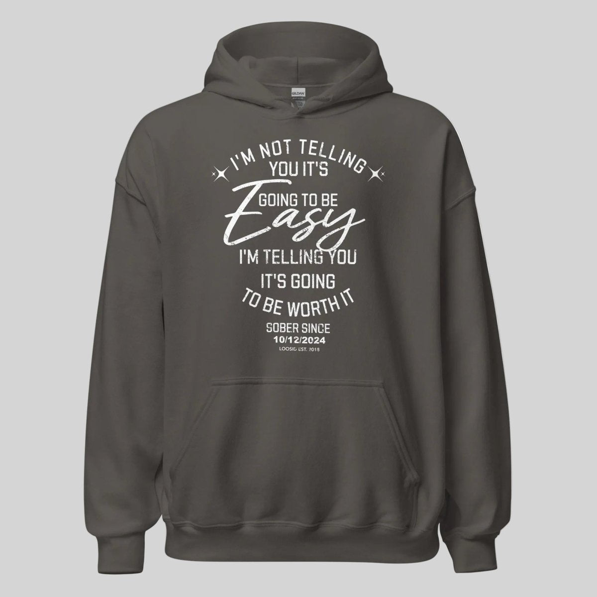 I'm Not Telling Custom Sobriety Date Recovery Hoodie lifestyle view (view 15)