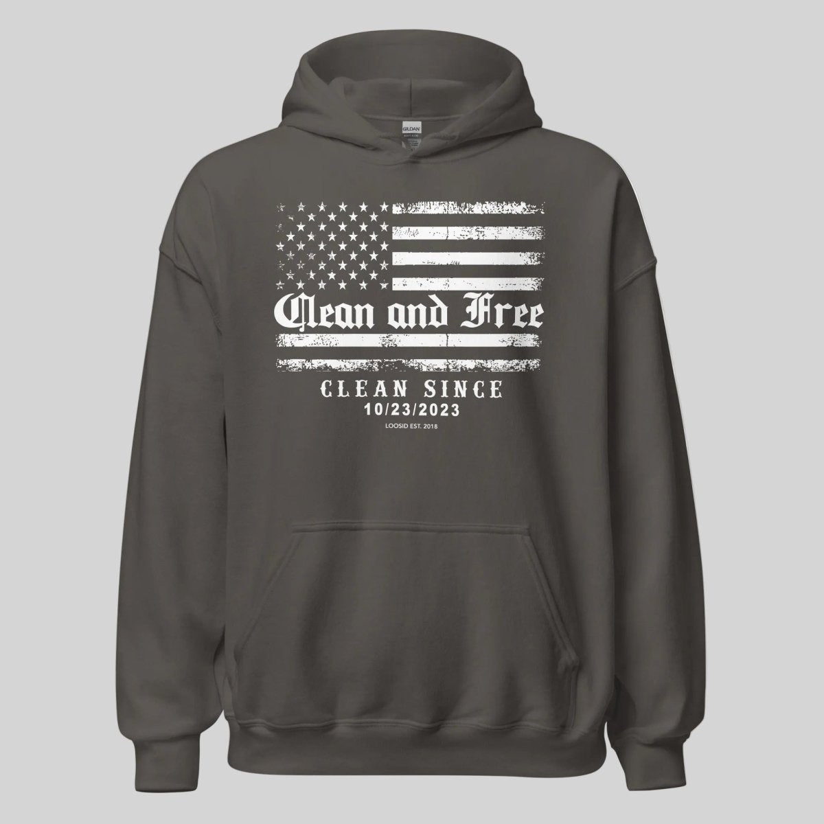 Clean and Free Custom Recovery Date Recovery Hoodie close-up view (view 12)