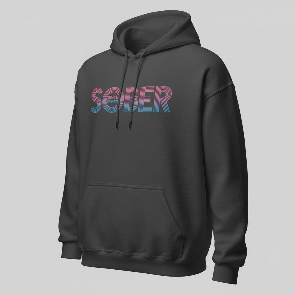 Retro Sobriety Date Recovery Hoodie graphic detail (view 44)