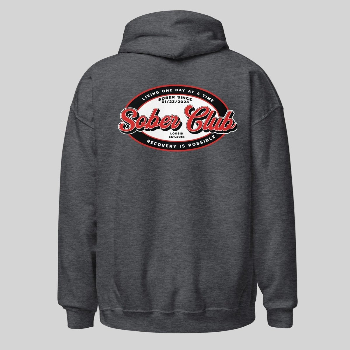 Sober Club Badge Recovery Hoodie featuring the design (view 11)