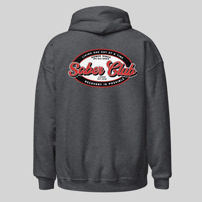 Sober Club Badge Recovery Hoodie featuring the design (view 11)