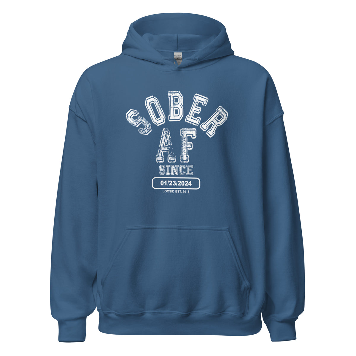 Sober Hoodie with vintage effect and personalized milestone