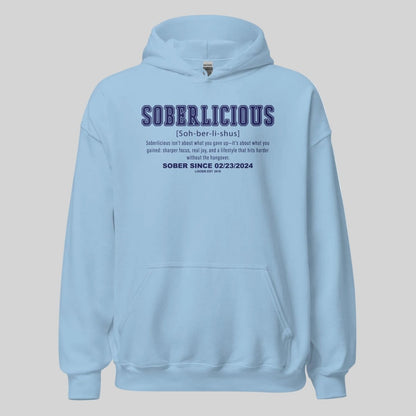 Soberlicious Definition Hoodie w Custom Sobriety Date Recovery Hoodie packaging detail (view 8)