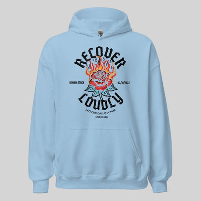Recover Loudly Custom Sobriety Date Recovery Hoodie back view (view 37)