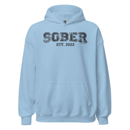Sober Est. Hoodie w Personalized Sobriety Year Recovery Hoodie graphic detail (view 14)
