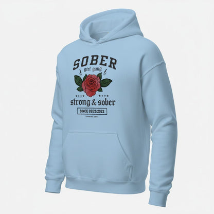 Sober Girl Gang Strong & Sober Crest Recovery Hoodie close-up view (view 52)