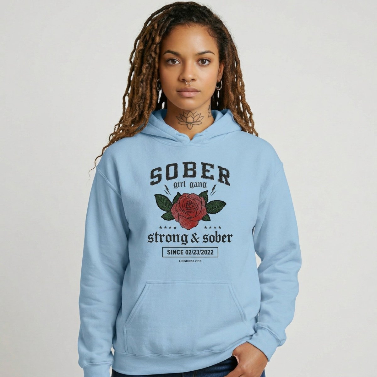 Sober Girl Gang Strong & Sober Crest Recovery Hoodie graphic detail (view 54)