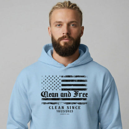 Clean and Free Custom Recovery Date Recovery Hoodie featuring the design (view 21)