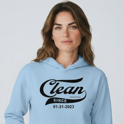 Clean Since Sober Recovery Hoodie close-up view (view 32)