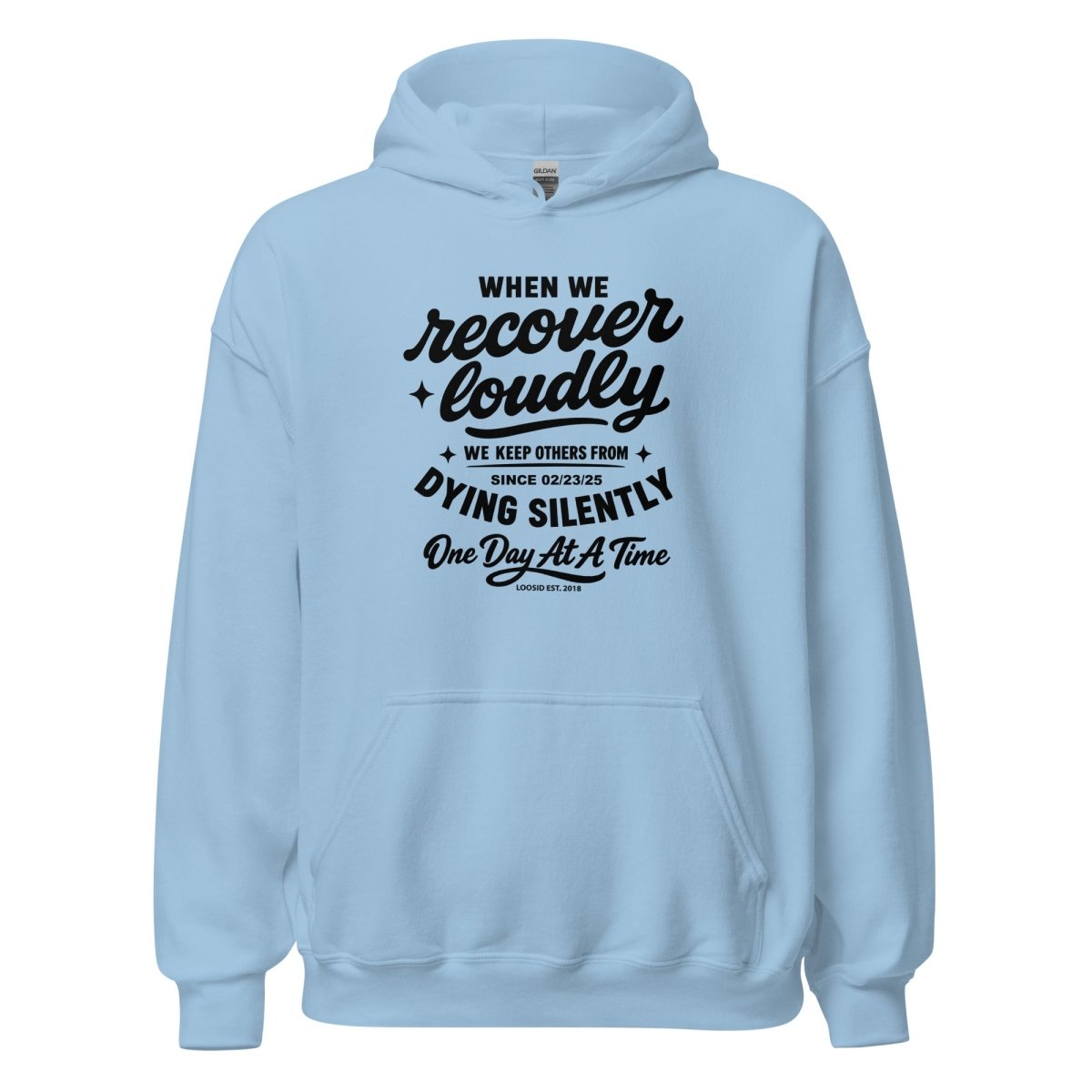 When we recover loudly Recovery Hoodie flat lay styled image (view 23)