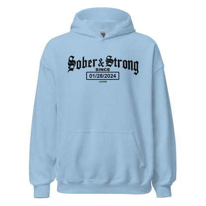 Old School Sober & Strong Recovery Hoodie back view (view 7)