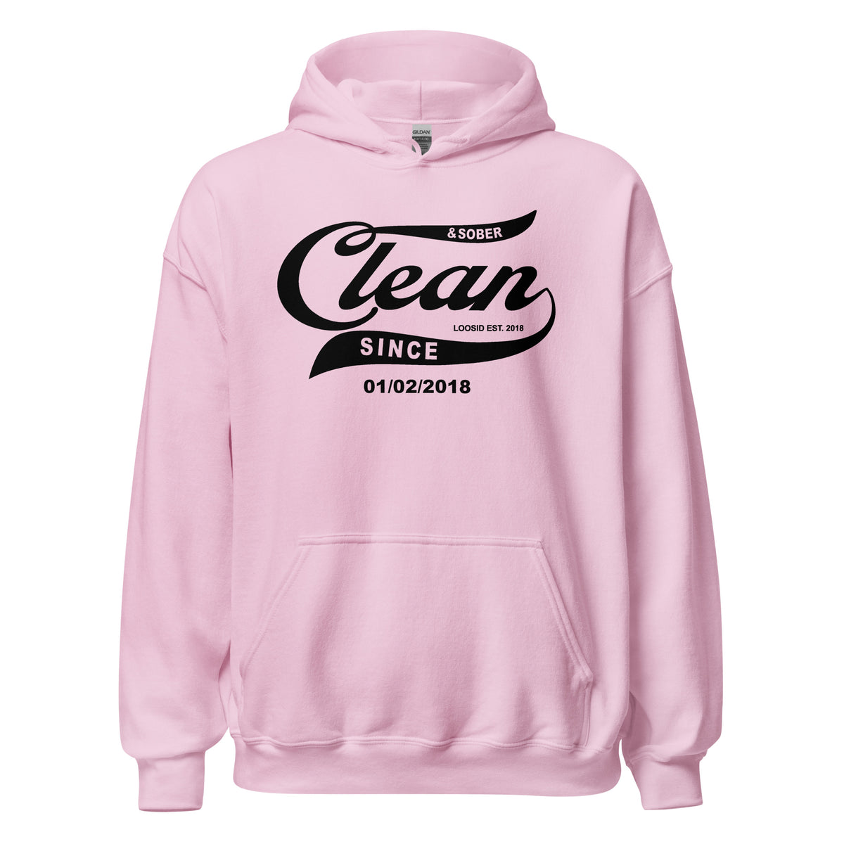 Empowering Recovery Hoodie with custom milestone personalization