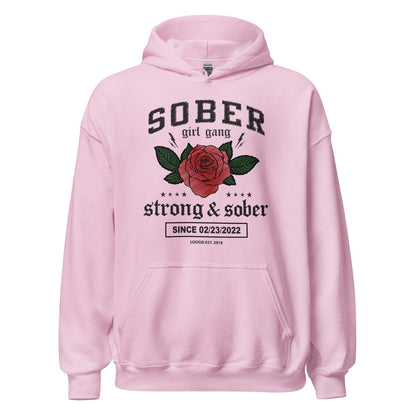 Sober Girl Gang Strong & Sober Crest Recovery Hoodie graphic detail (view 24)