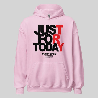 Just For Today Custom Sobriety Date Recovery Hoodie close-up view (view 42)