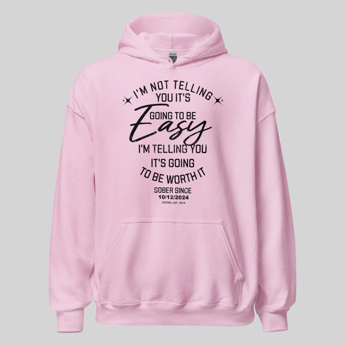 I'm Not Telling Custom Sobriety Date Recovery Hoodie lifestyle view (view 35)