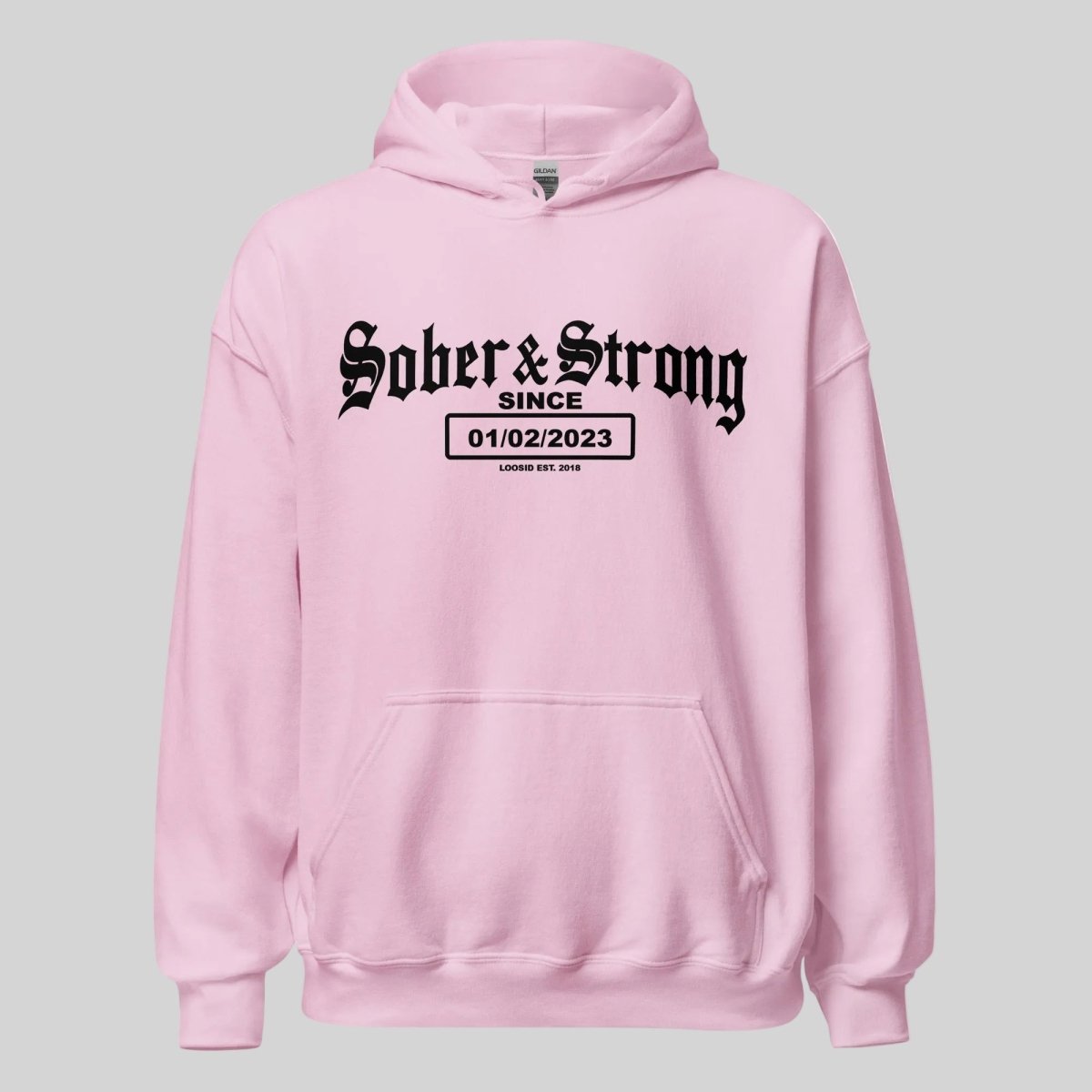 Old School Sober Recovery Hoodie back view (view 37)
