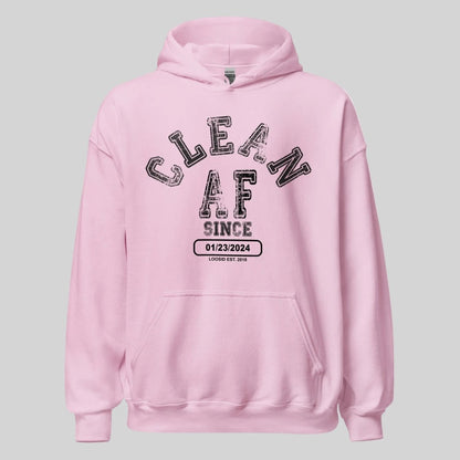 Clean AF Since Recovery Hoodie flat lay styled image (view 23)
