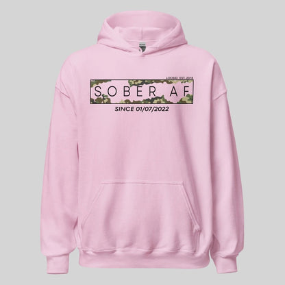 Sober AF Camo Recovery Hoodie fit detail (view 29)