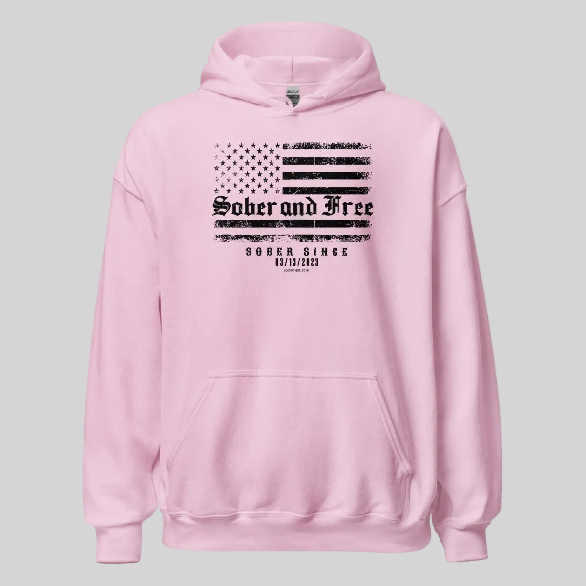 Sober and Free Custom Sobriety Date Recovery Hoodie graphic detail (view 24)