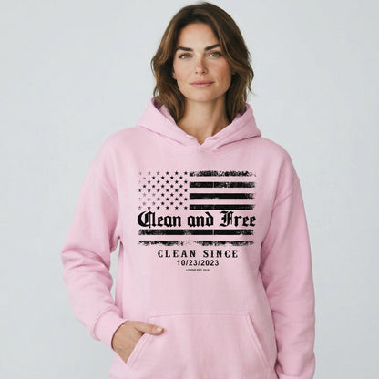 Clean and Free Custom Recovery Date Recovery Hoodie side view (view 26)