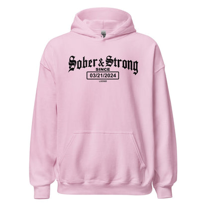 Old School Sober & Strong Recovery Hoodie back view (view 47)