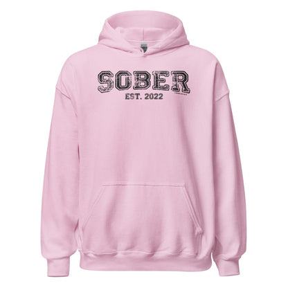 Sober Est. Hoodie w Personalized Sobriety Year Recovery Hoodie product photo (view 30)