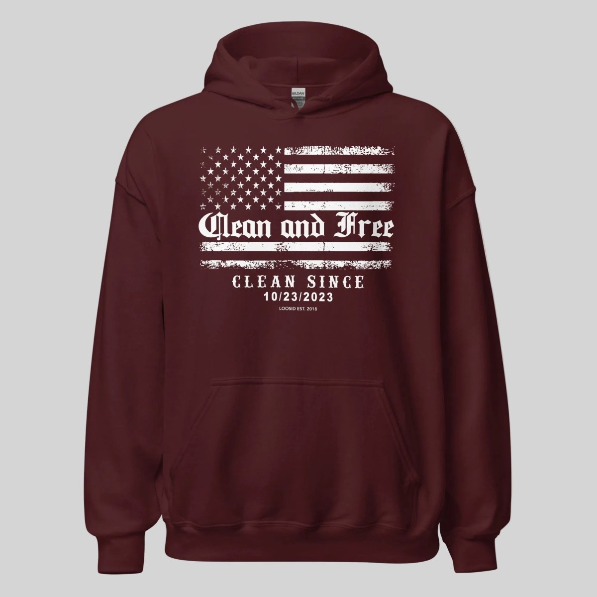 Clean and Free Custom Recovery Date Recovery Hoodie fit detail (view 9)