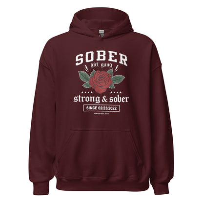 Sober Girl Gang Strong & Sober Crest Recovery Hoodie lifestyle view (view 35)