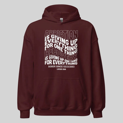 Addiction is Giving up Recovery Hoodie graphic detail (view 24)