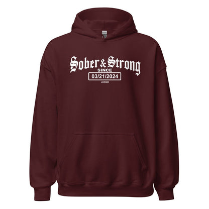 Old School Sober & Strong Recovery Hoodie back view (view 17)
