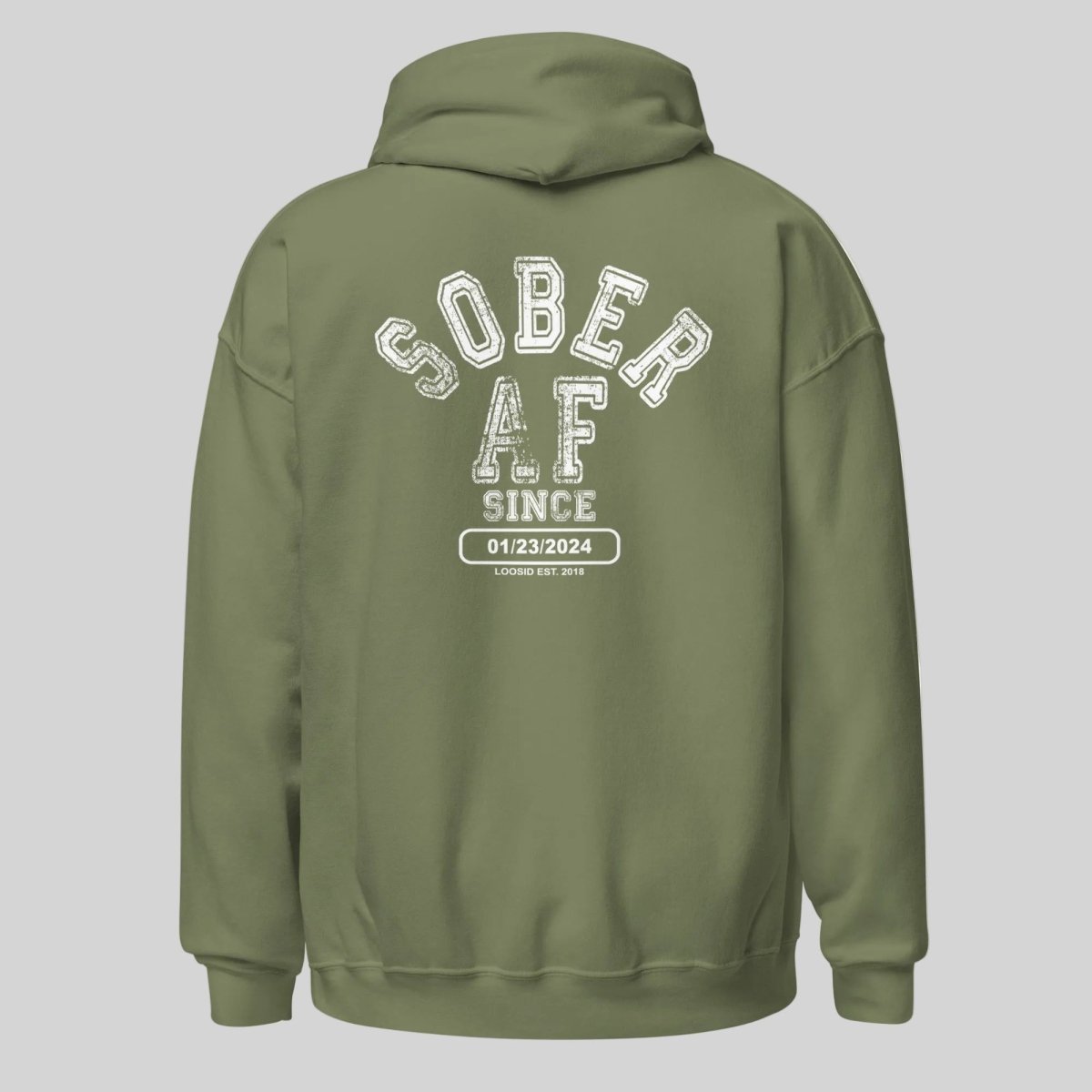Sober AF Since Recovery Hoodie fit detail (view 29)