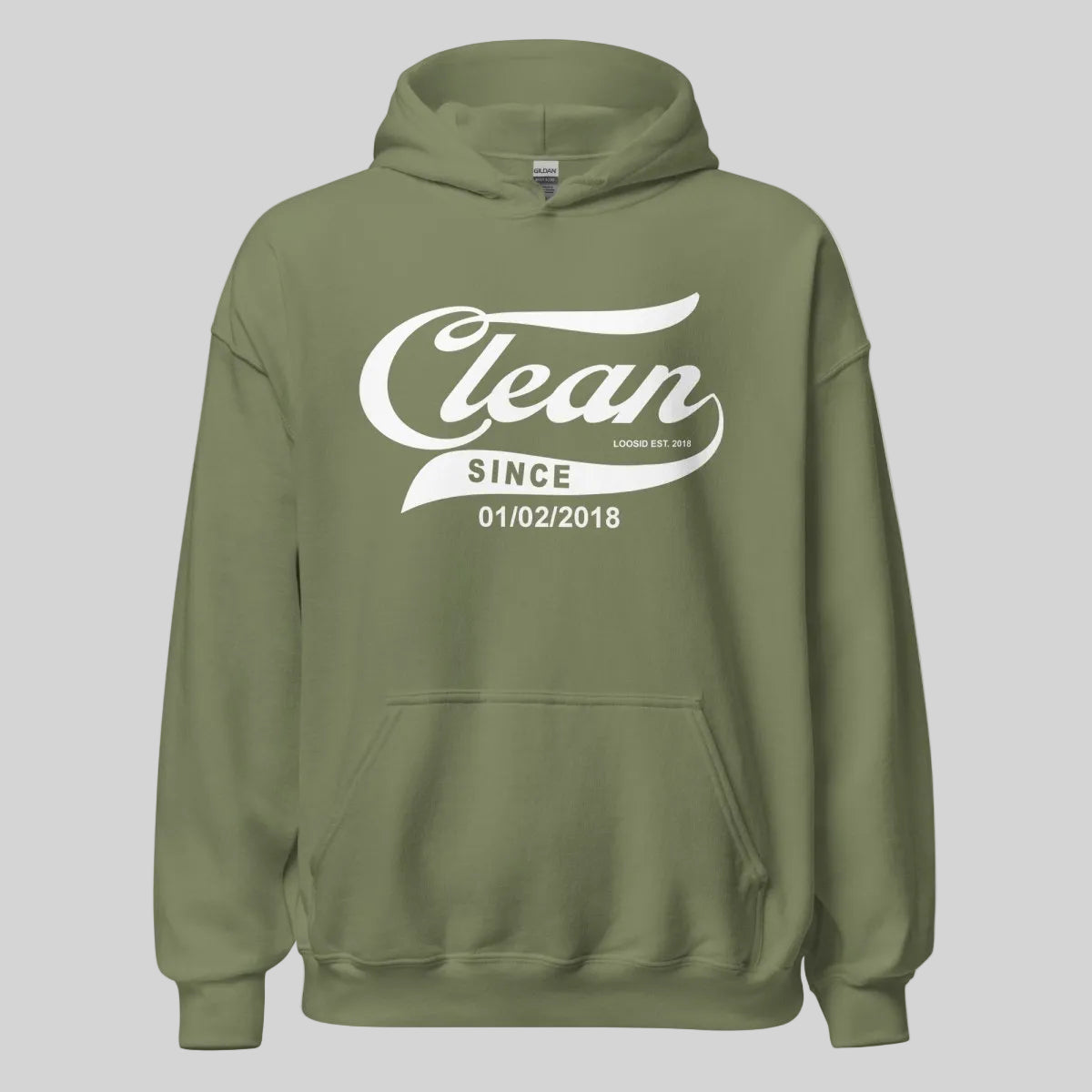 Clean Since Hoodie with Date Recovery Hoodie product photo (view 40)