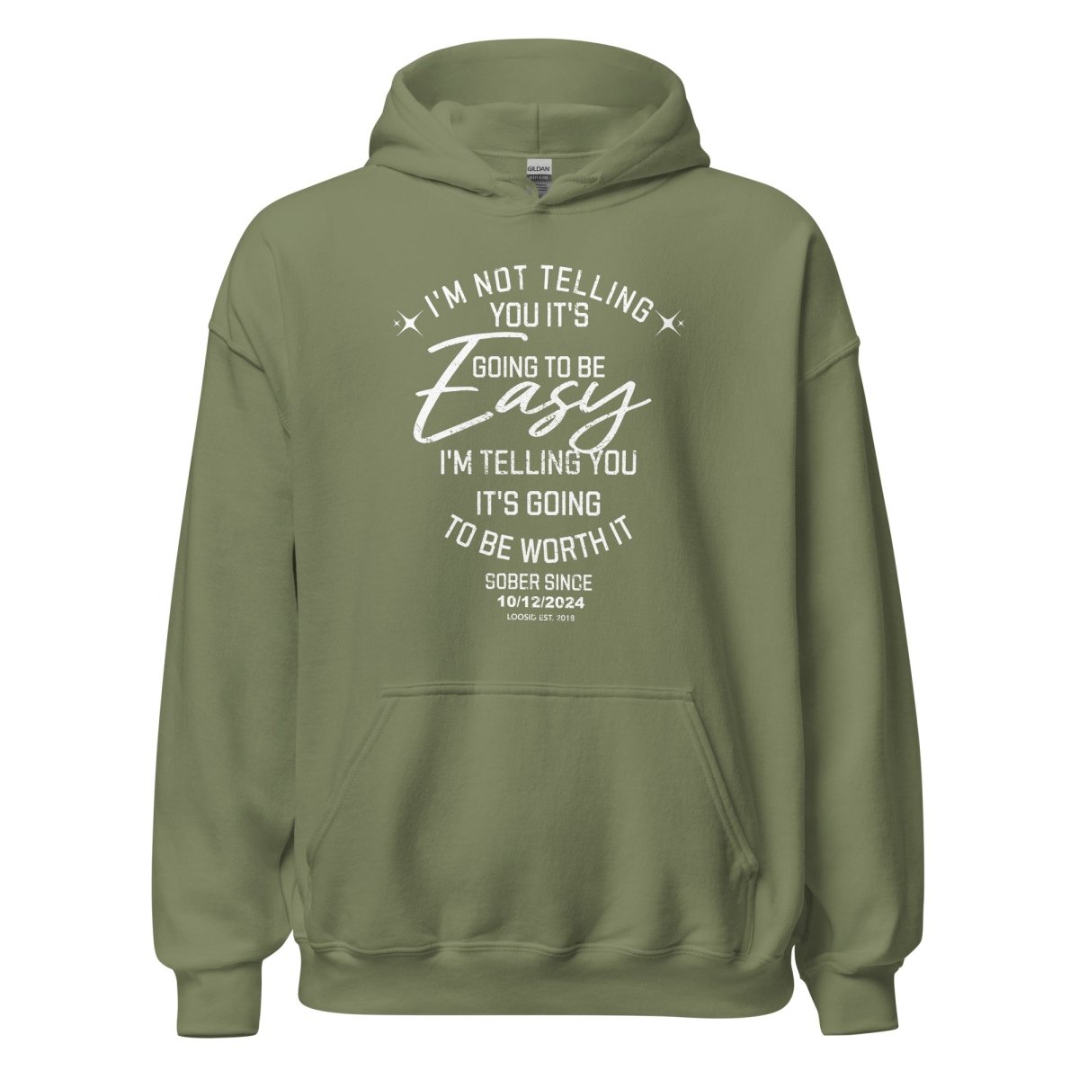 I'm Not Telling You It's Easy Custom Sobriety Date Recovery Hoodie packaging detail (view 18)