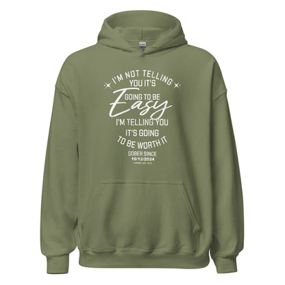I'm Not Telling You It's Easy Custom Sobriety Date Recovery Hoodie packaging detail (view 18)