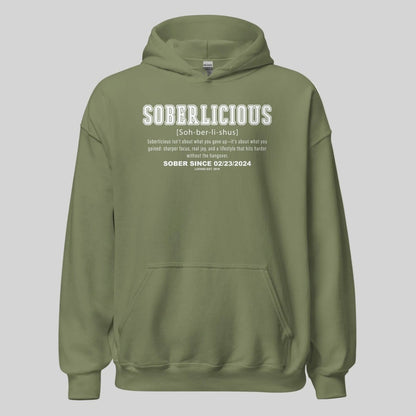 Soberlicious Definition Hoodie w Custom Sobriety Date Recovery Hoodie side view (view 26)